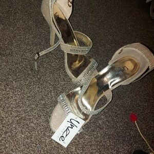 Dune London Glittering Silver Strappy Heels